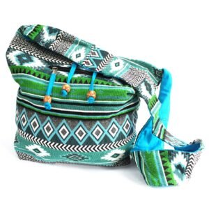 Bolso Jacquard Grande Verde Azulado