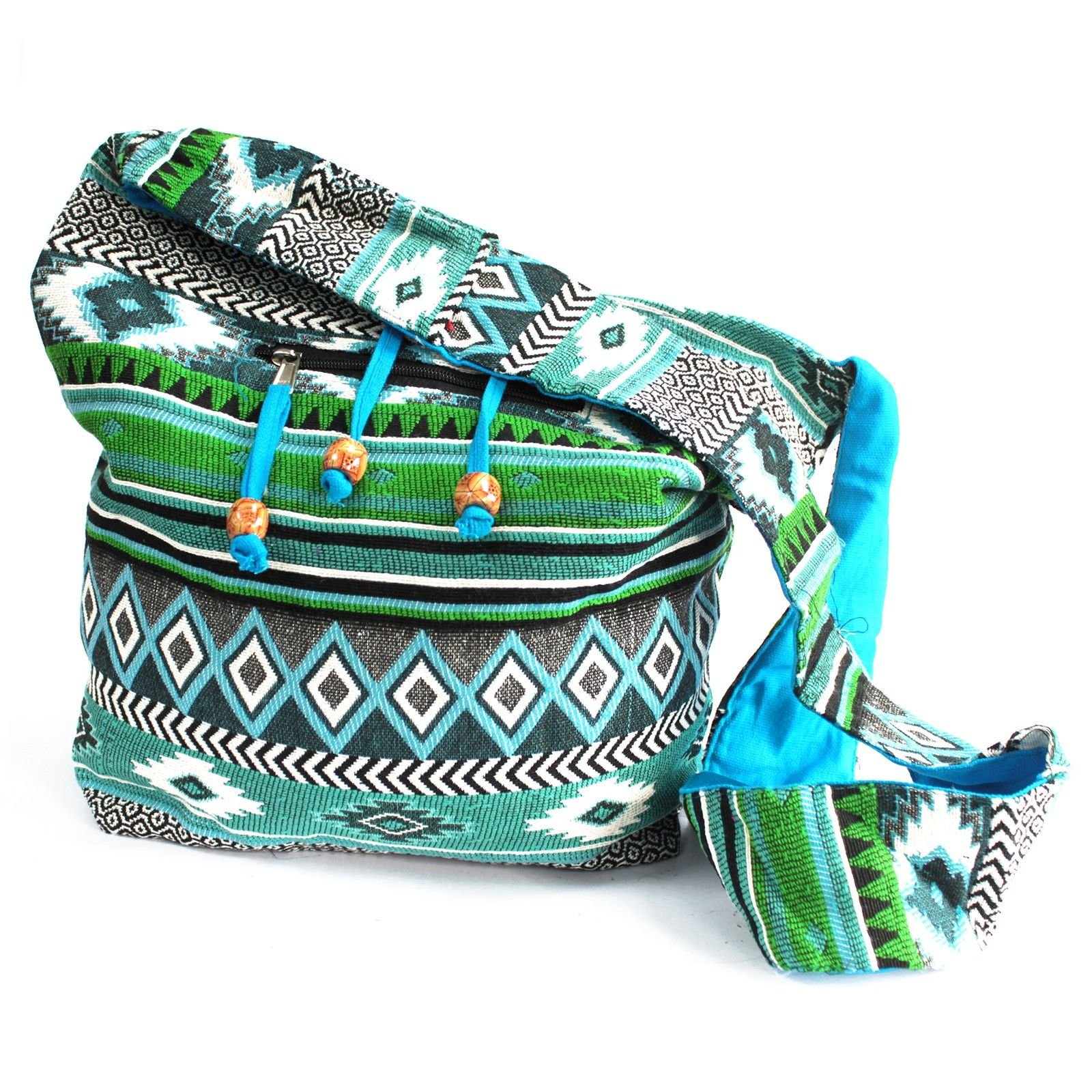 Bolso Jacquard Grande Verde Azulado