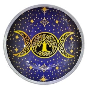 Plato de ofrendas esmaltado de tres patas - Luna triple morada