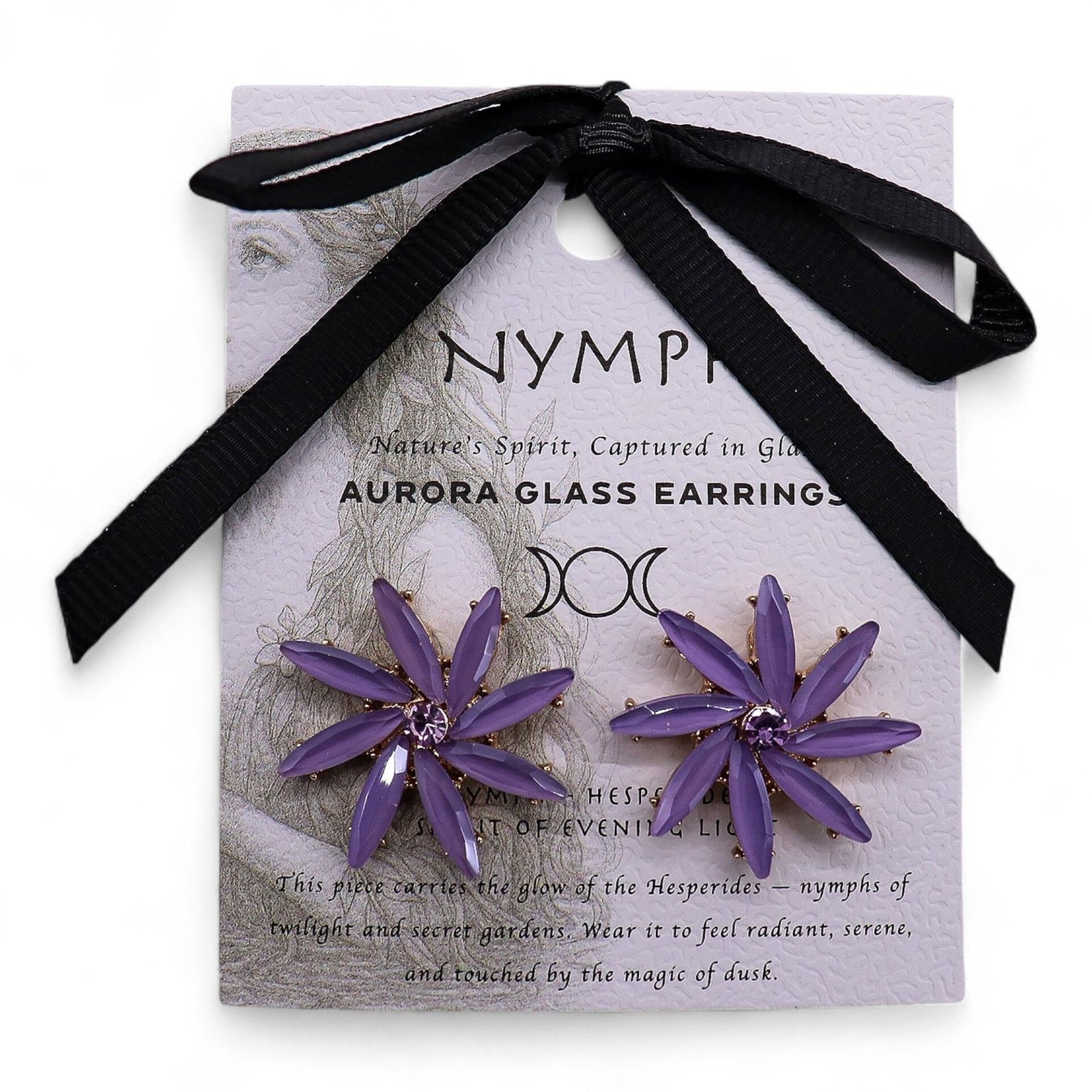 Pendientes de Cristal Vintage - Flores - Lavanda - Imagen 4