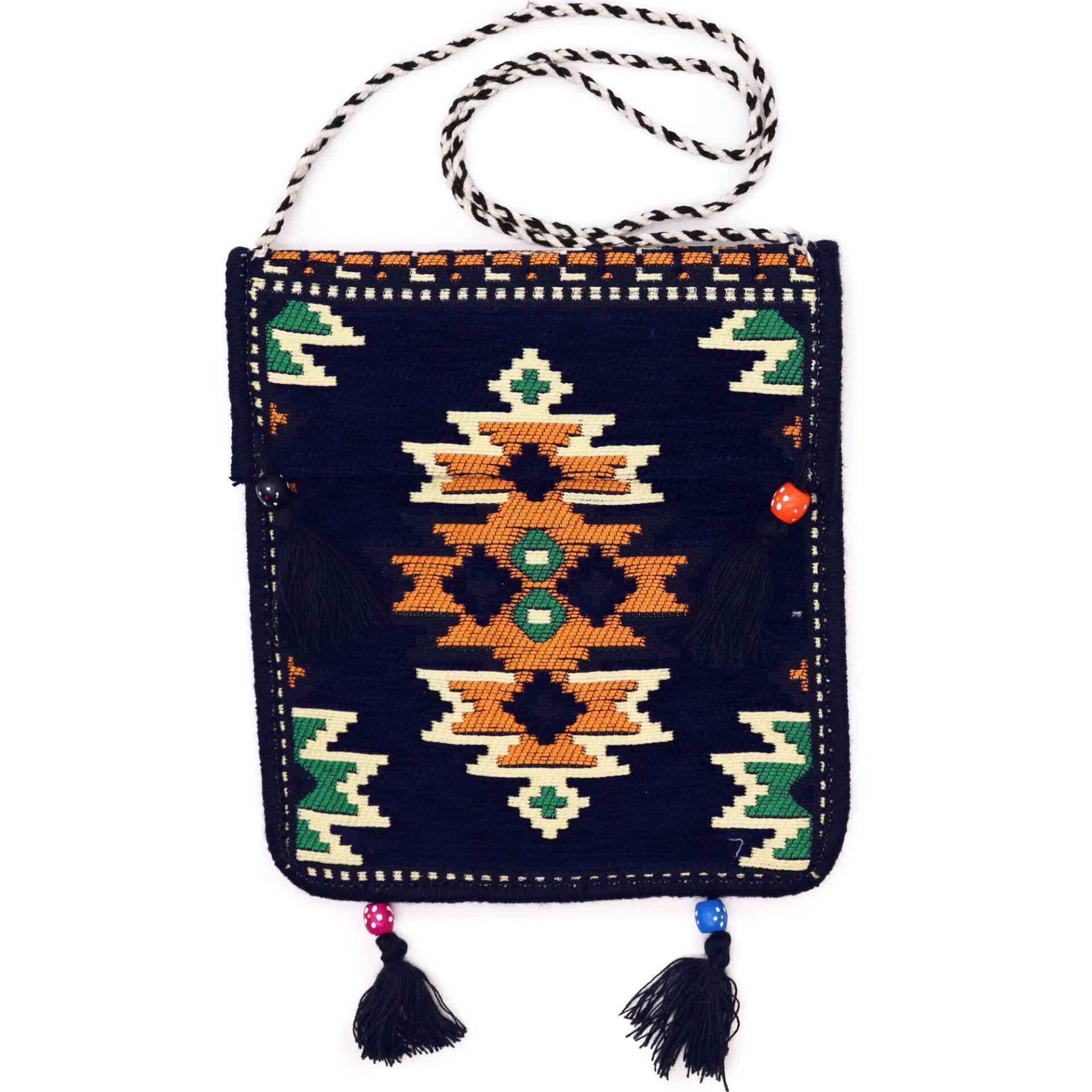 Bolso bandolera de festival Kilim azul marino oscuro - Imagen 4