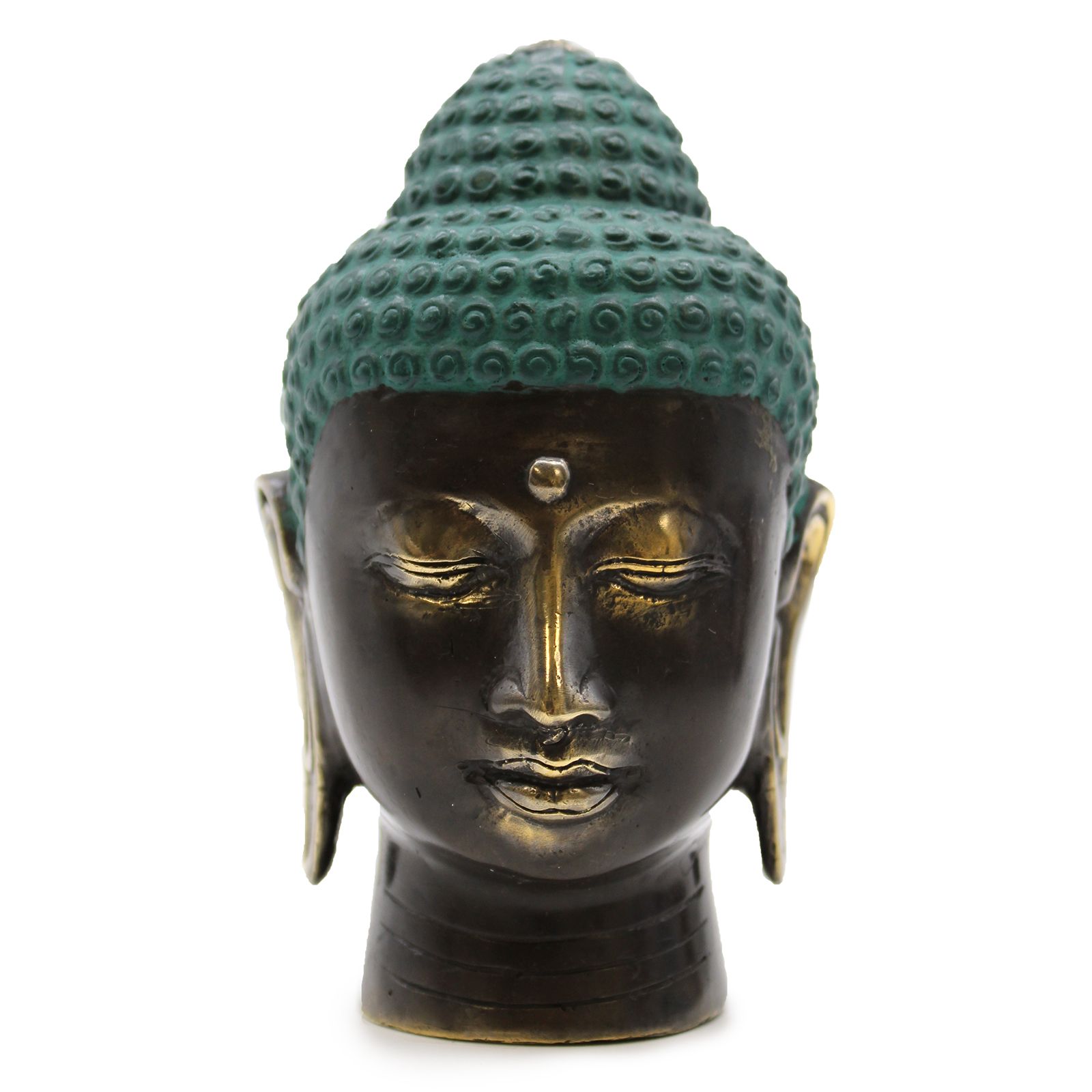 Cabeza de Buda grande de latón antiguo 14 cm.