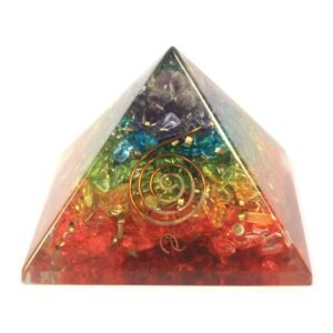 Pirámide de Orgonita - Gemas de Chakra - 70 mm.