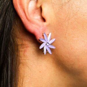 Pendientes de Cristal Vintage - Flores - Lavanda