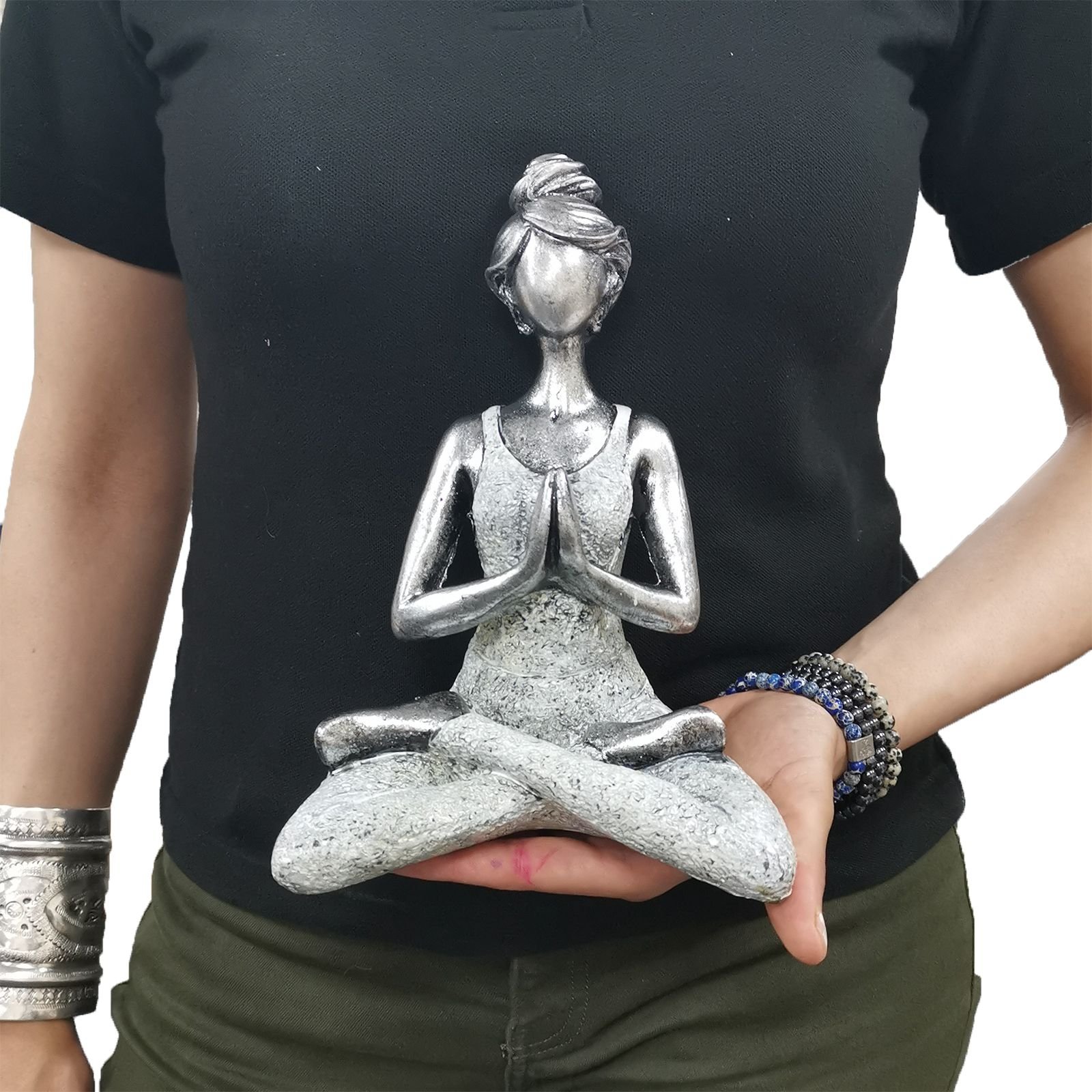 Yoga Lady Figure - Silver & White 24cm - Imagen 2