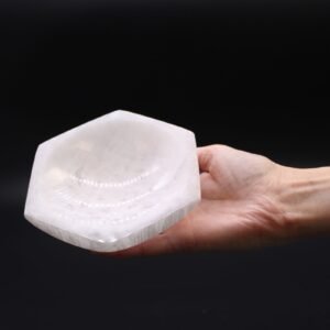 Cuenco hexagonal de selenita - 15cm
