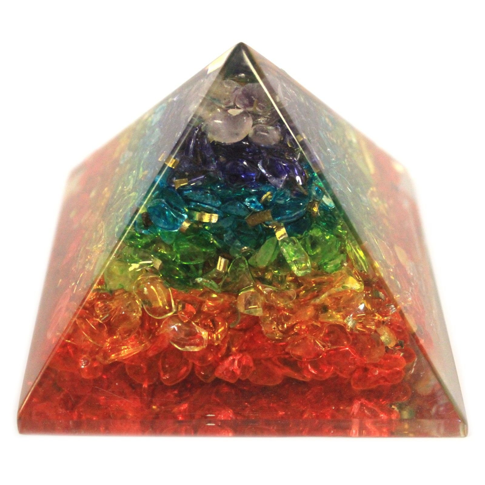 Pirámide de Orgonita - Gemas de Chakra - 70 mm. - Imagen 3