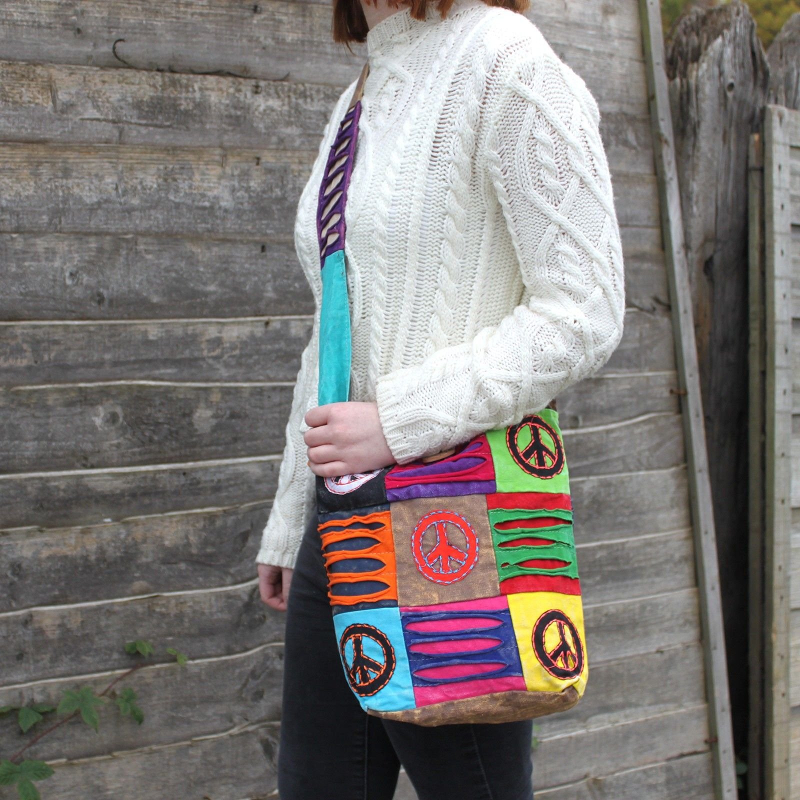 Bolso Étnico Estilo Hippie - Arena / paz - Imagen 3