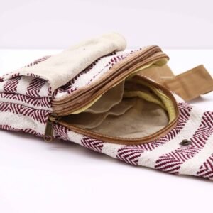 Bolso Bandolera de Algodon Natural - Burdeos y Blanco