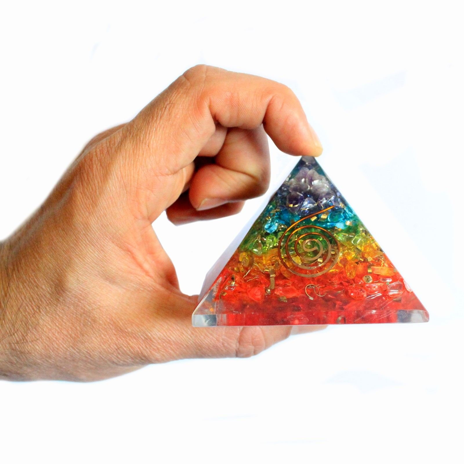 Pirámide de Orgonita - Gemas de Chakra - 70 mm. - Imagen 2