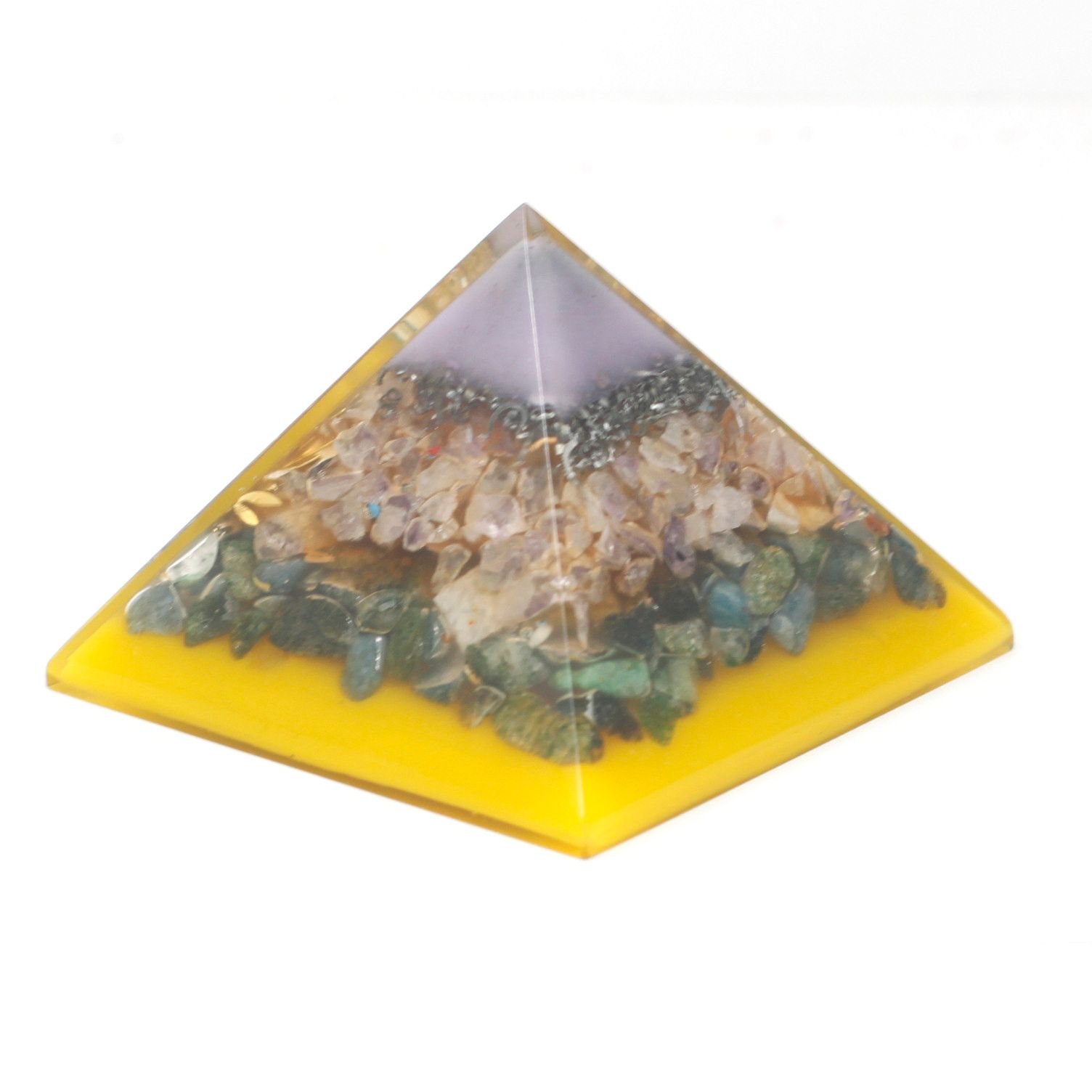 Pirámide de Orgonita - Gemas Chakra - Árbol (Base Oro) 70 mm. - Imagen 2