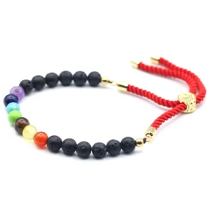 Pulsera de hilo rojo con Piedras Vólcanicas