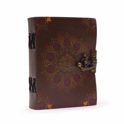 Cuaderno de Cuero Flor de Loto - 12,5 x 17,5 cm