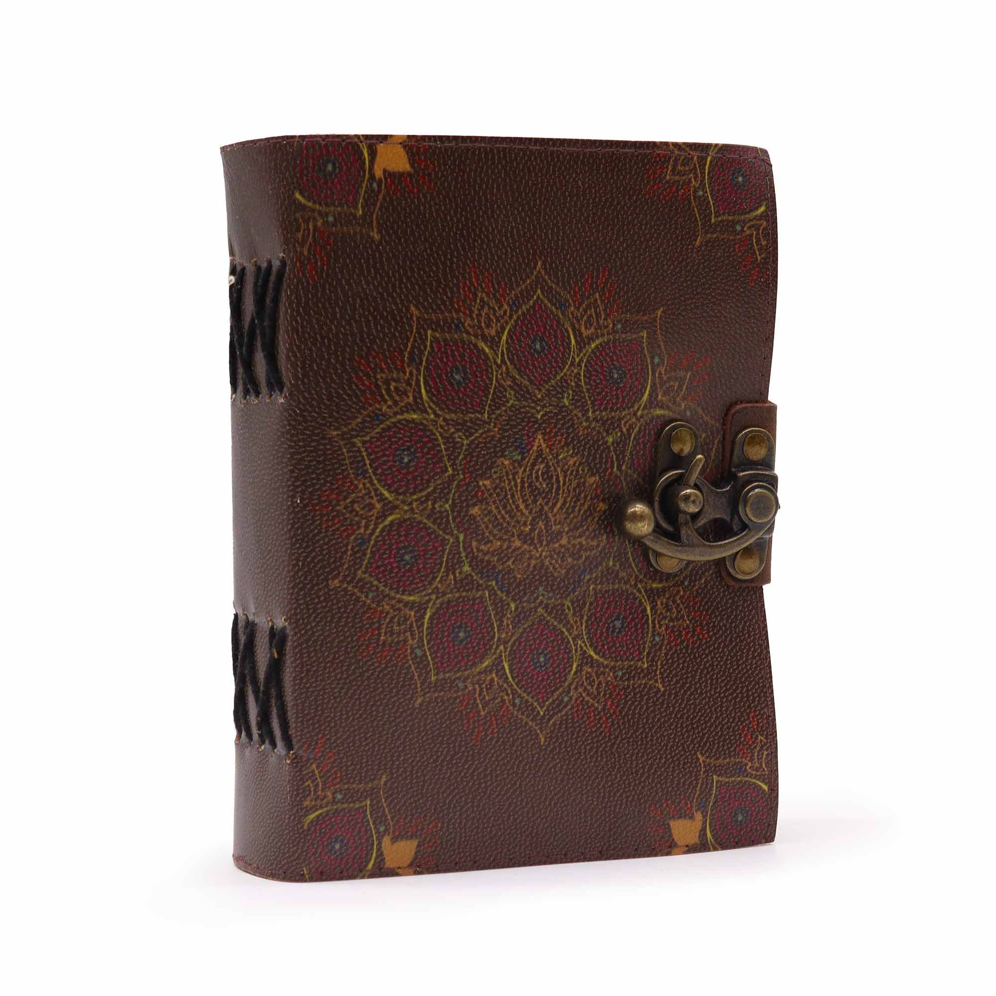Cuaderno de Cuero Flor de Loto - 12,5 x 17,5 cm