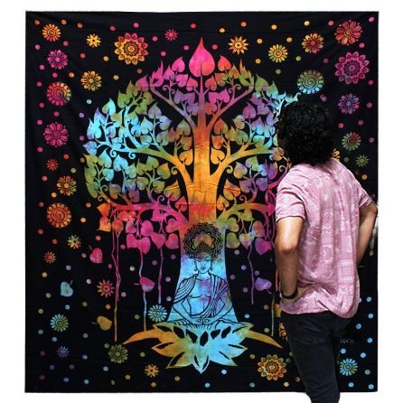 Colcha Algodón Individual + Tapiz - Árbol Bodhi - Imagen 2