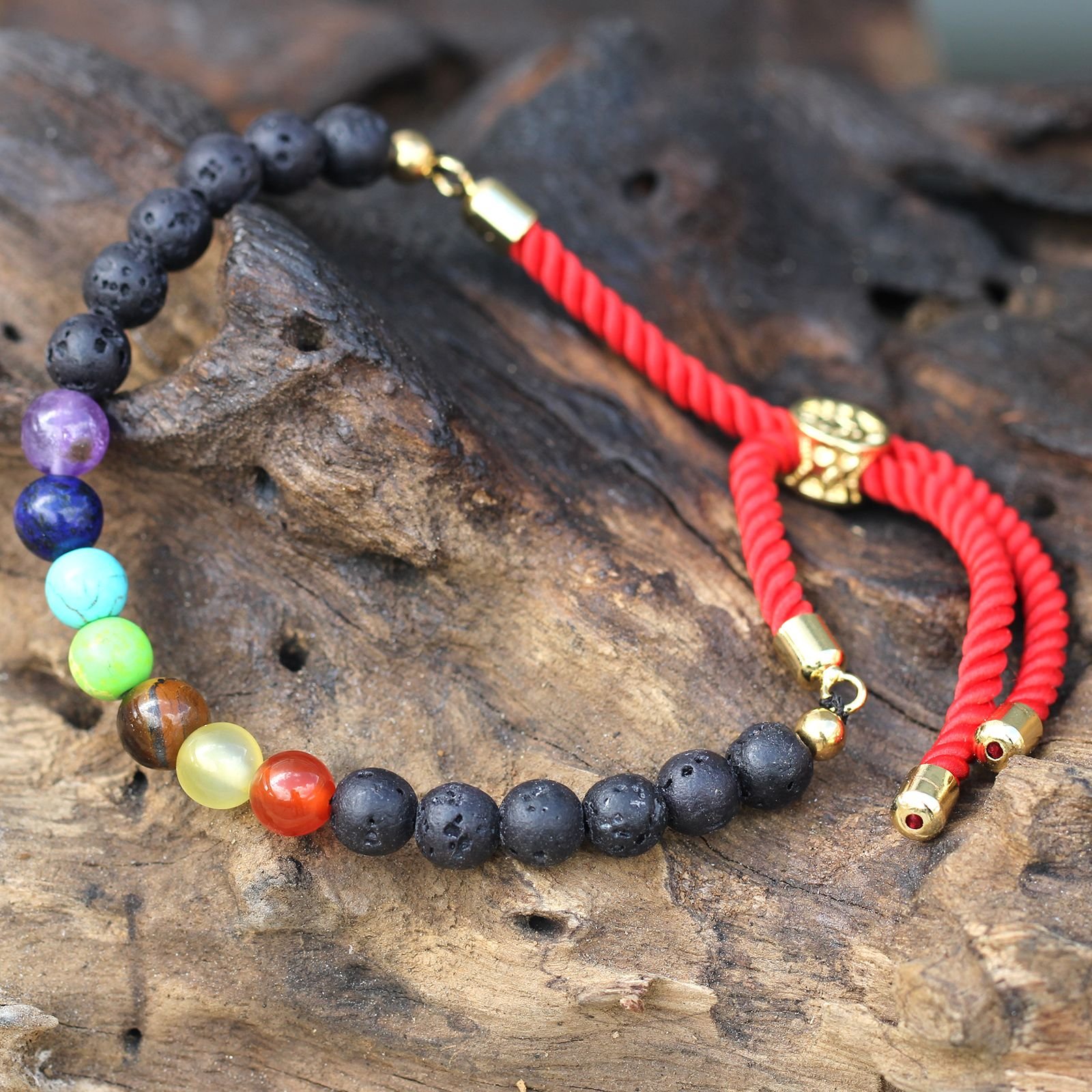 Pulsera de hilo rojo con Piedras Vólcanicas - Imagen 2