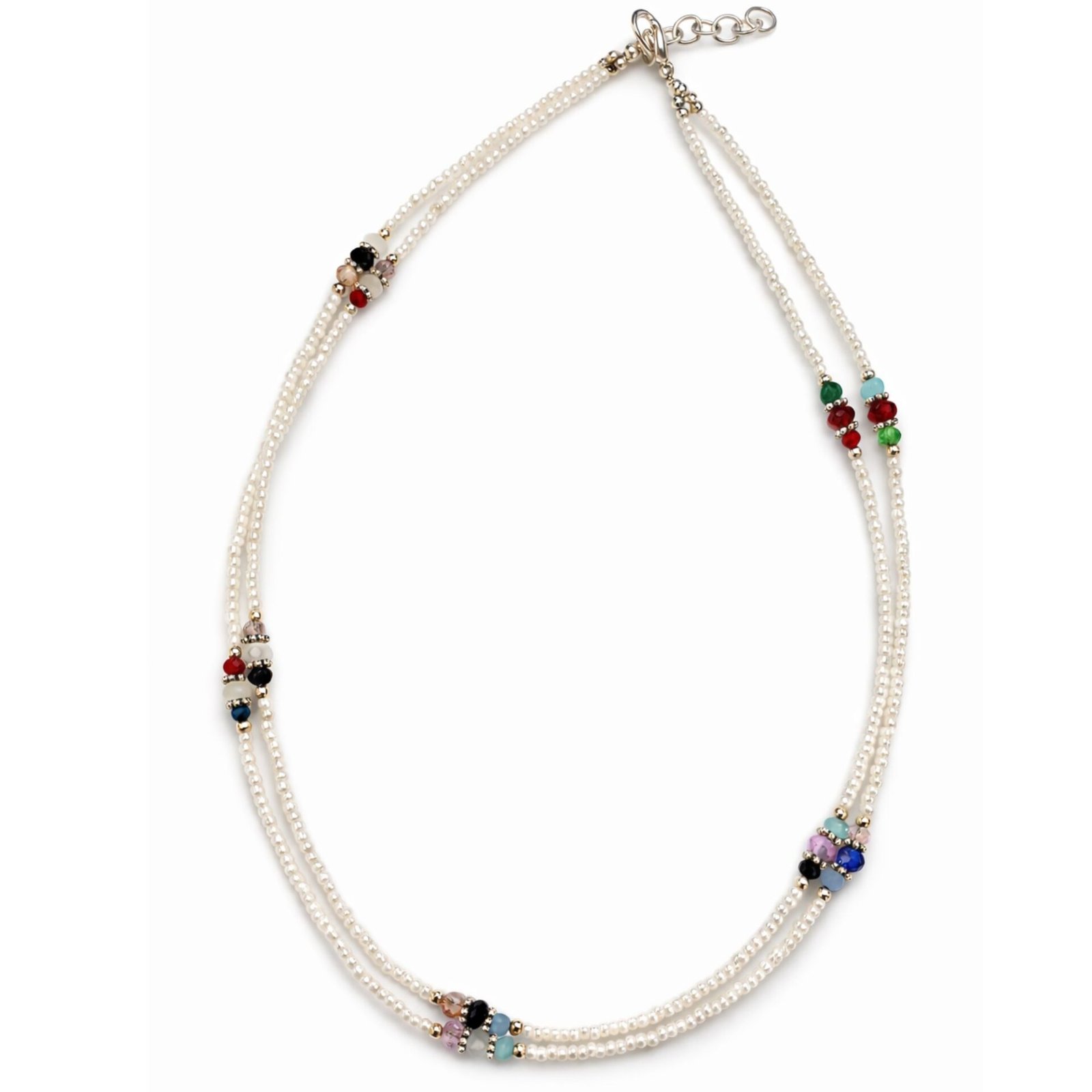 Collar fino de howlita nepalesa de doble hilera y cuentas facetadas - (42 cm) - Imagen 4