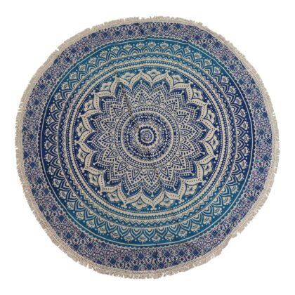Mandala Redondo de algodón (130cm) pequeño - Azul clásico