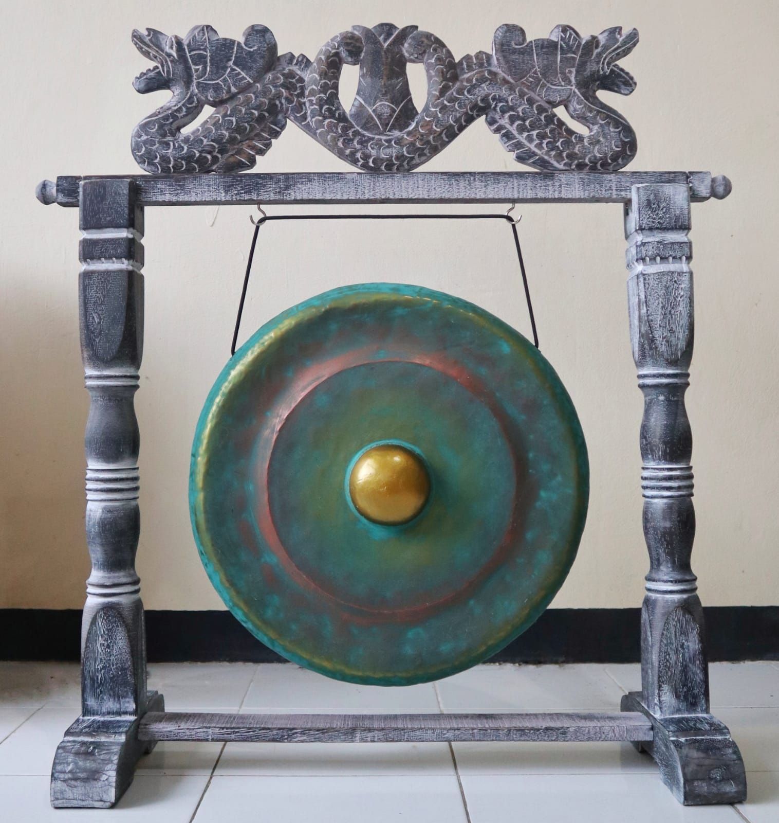Gong de Meditación Mediano con Soporte - 35cm - Verde - Imagen 3