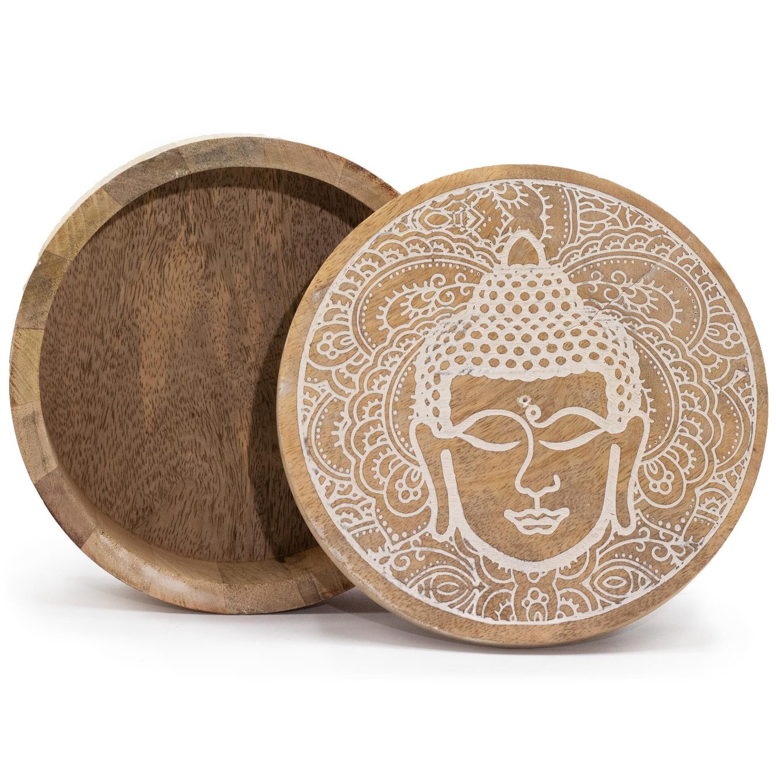 Caja Redonda Grande 17,5x7,5cm - Cara de Buda Blanca - Imagen 2