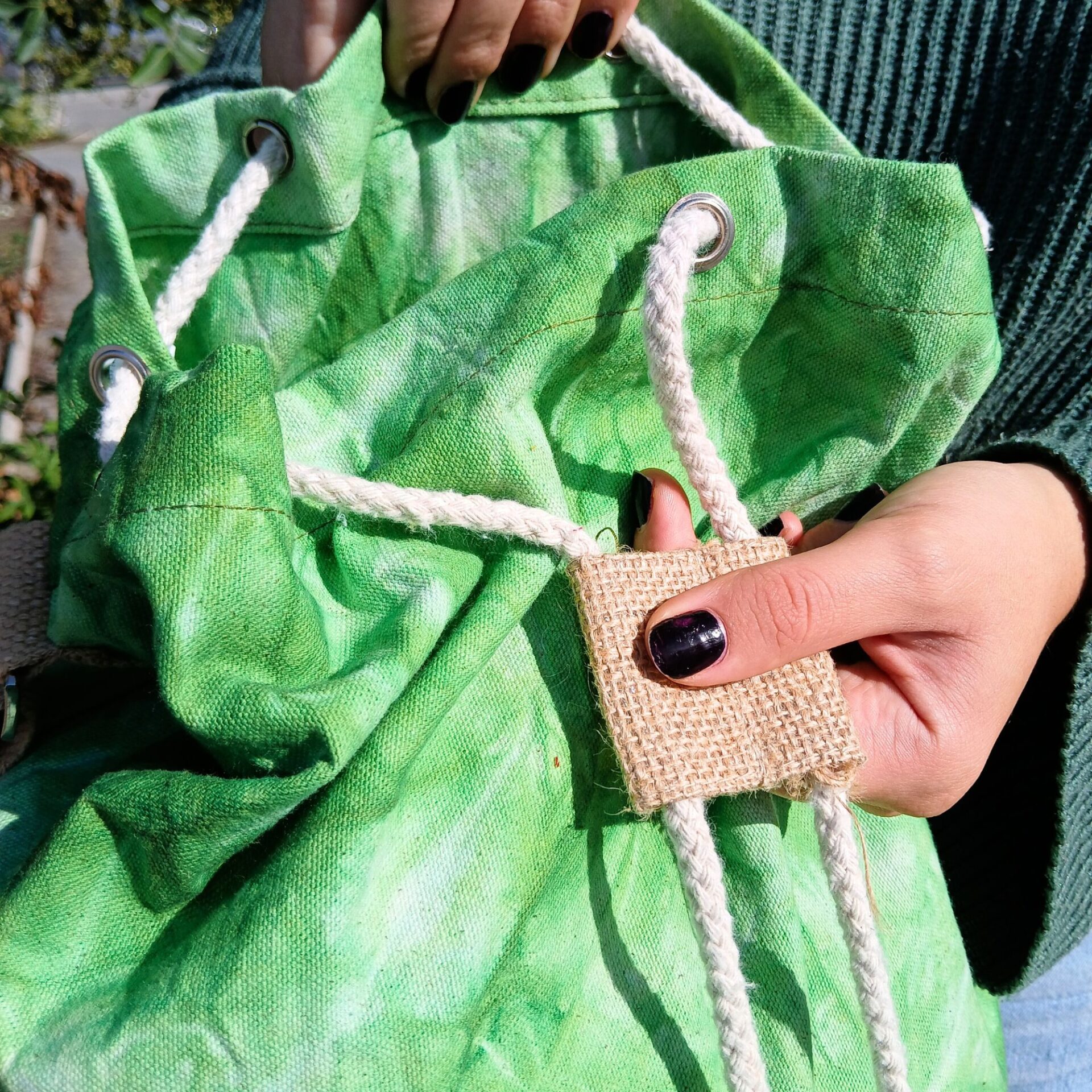 Mochila 100% Natural - Efecto Lavado Verde - Árbol de la Vida - Imagen 6