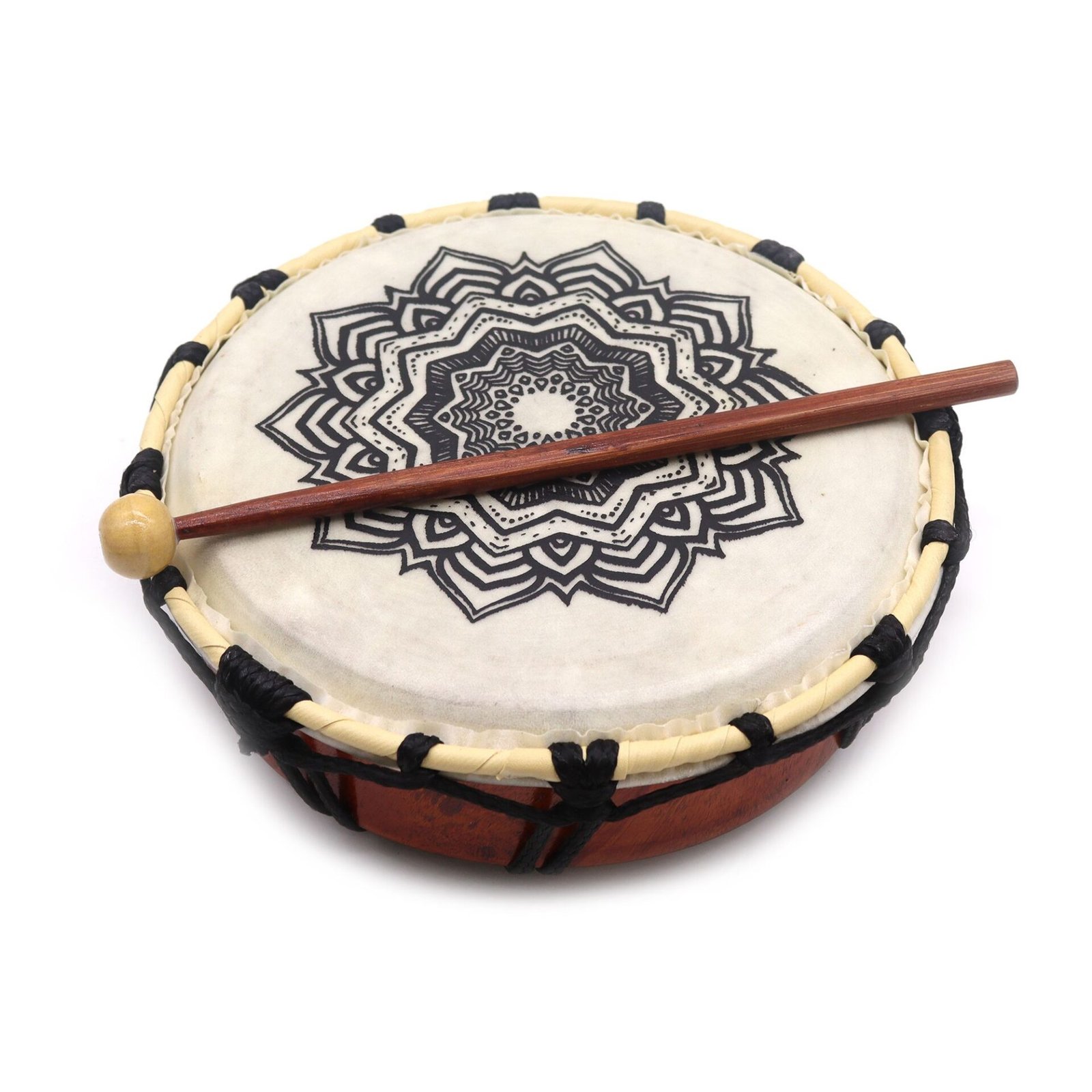 Tambor Chamánico Mandala con Baqueta - 20cm - Imagen 2