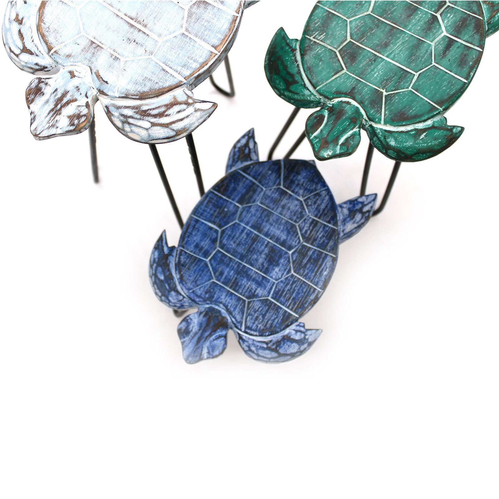 Juego de 3 maceteros de madera de Albasia - Tortugas - Imagen 6