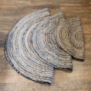 Alfombra Redonda de Yute y Reciclaje de Mezclilla -  90 cm