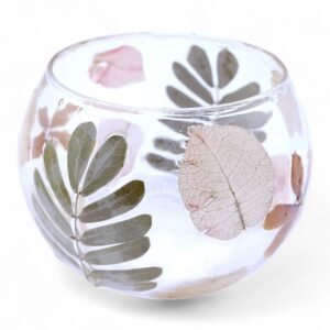 Portavelas de cristal floral Natural - Cuenco - Primavera (8x10cm)