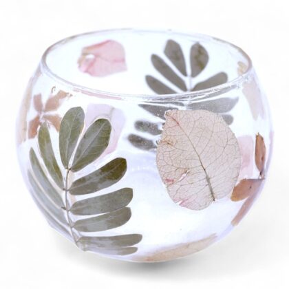 Portavelas de cristal floral Natural - Cuenco - Primavera (8x10cm)