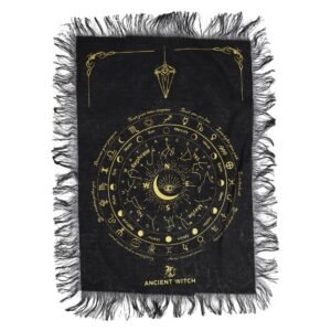 Tela de adivinación con péndulo de bruja antigua - El ojo que todo lo ve - negro y dorado