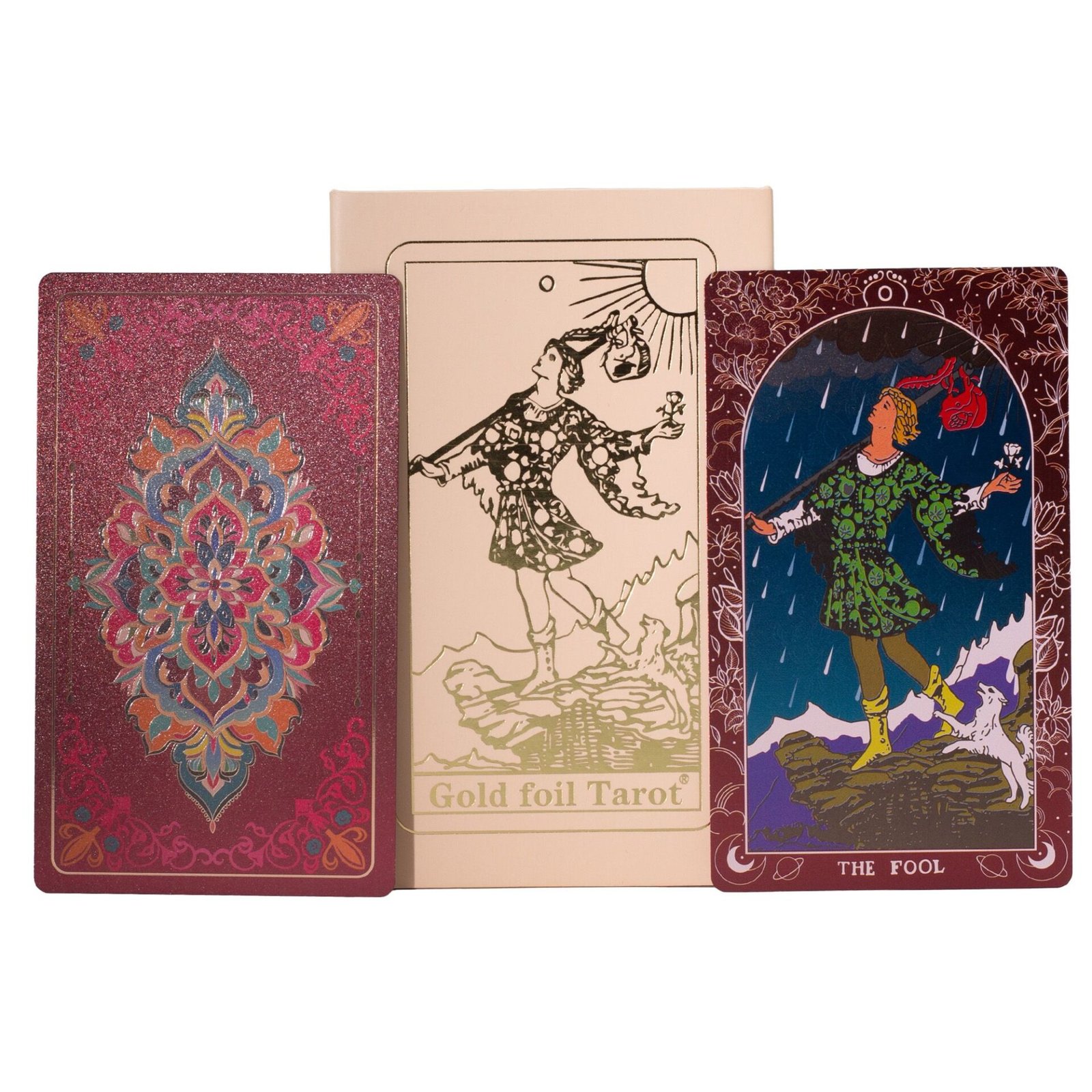 Set de cartas del tarot en caja de regalo rosa con lámina rubí - con folleto - Imagen 2