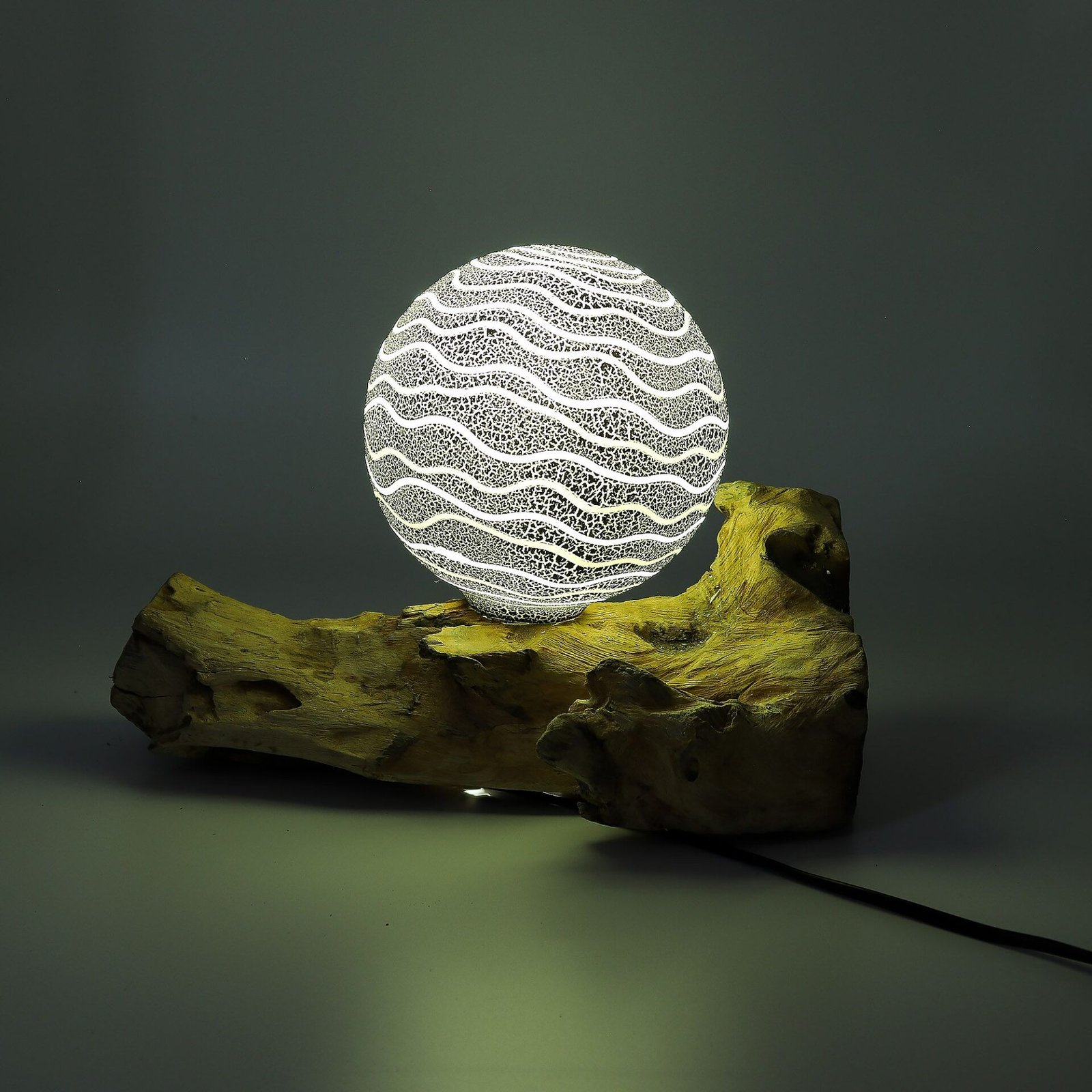 Lámpara de Mesa con Pantalla Esférica - A Rayas - Imagen 4