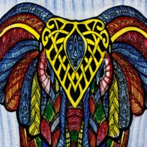 Arte de Pared en Algodón Pintado a Mano - Elefante