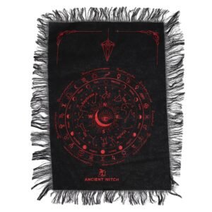 Tela de adivinación con péndulo de bruja antigua - ojo que todo lo ve - negro y rojo sangre