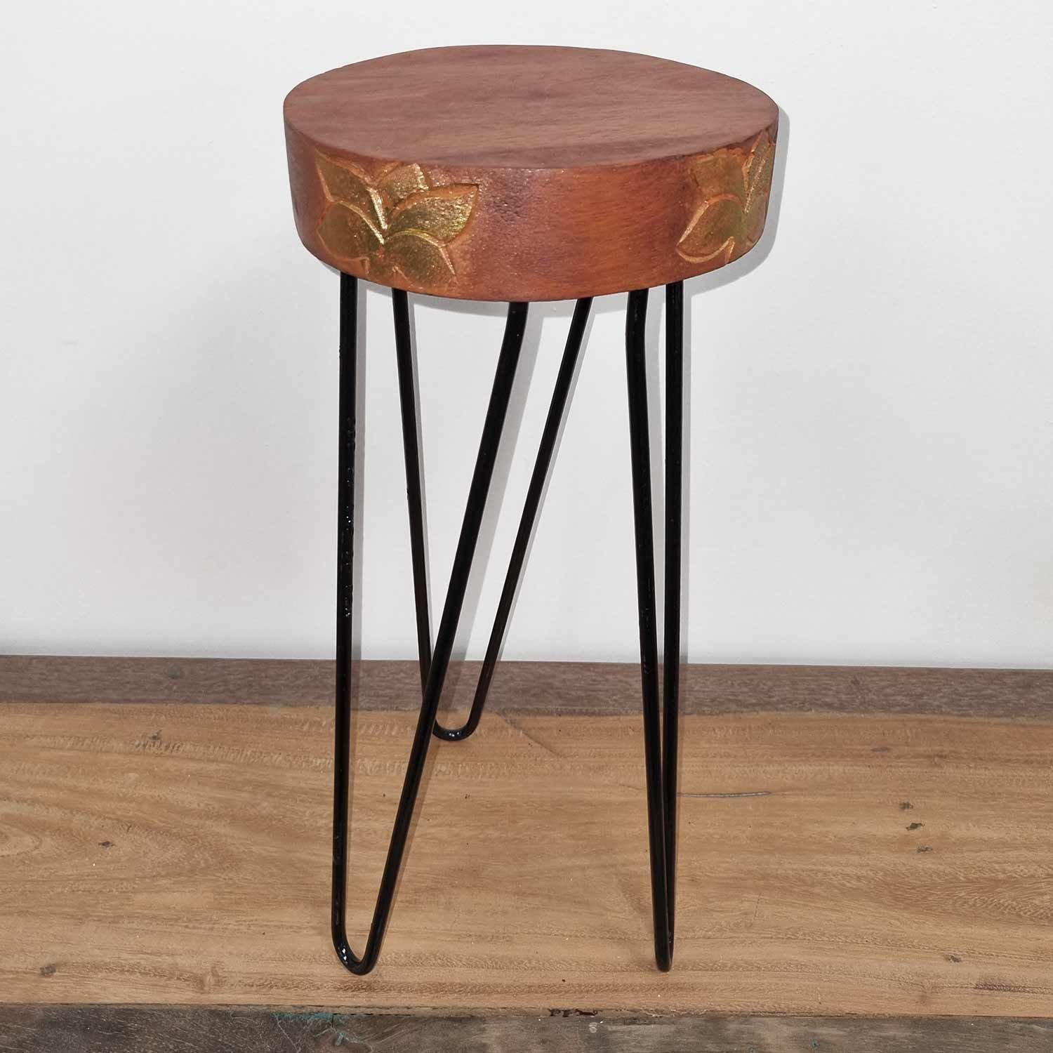 Soporte para plantas de madera de Albasia - Terracota y detalle negro - Imagen 4