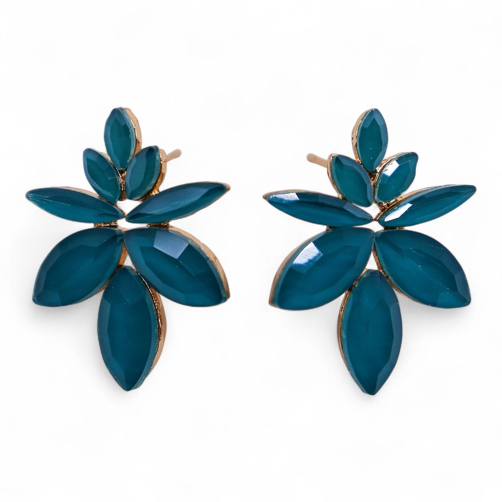 Pendientes de Cristal Vintage - Flores - Verde Turquesa - Imagen 3