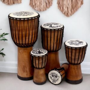 Tambor Djembe hecho a mano con tapa ancha - 30cm