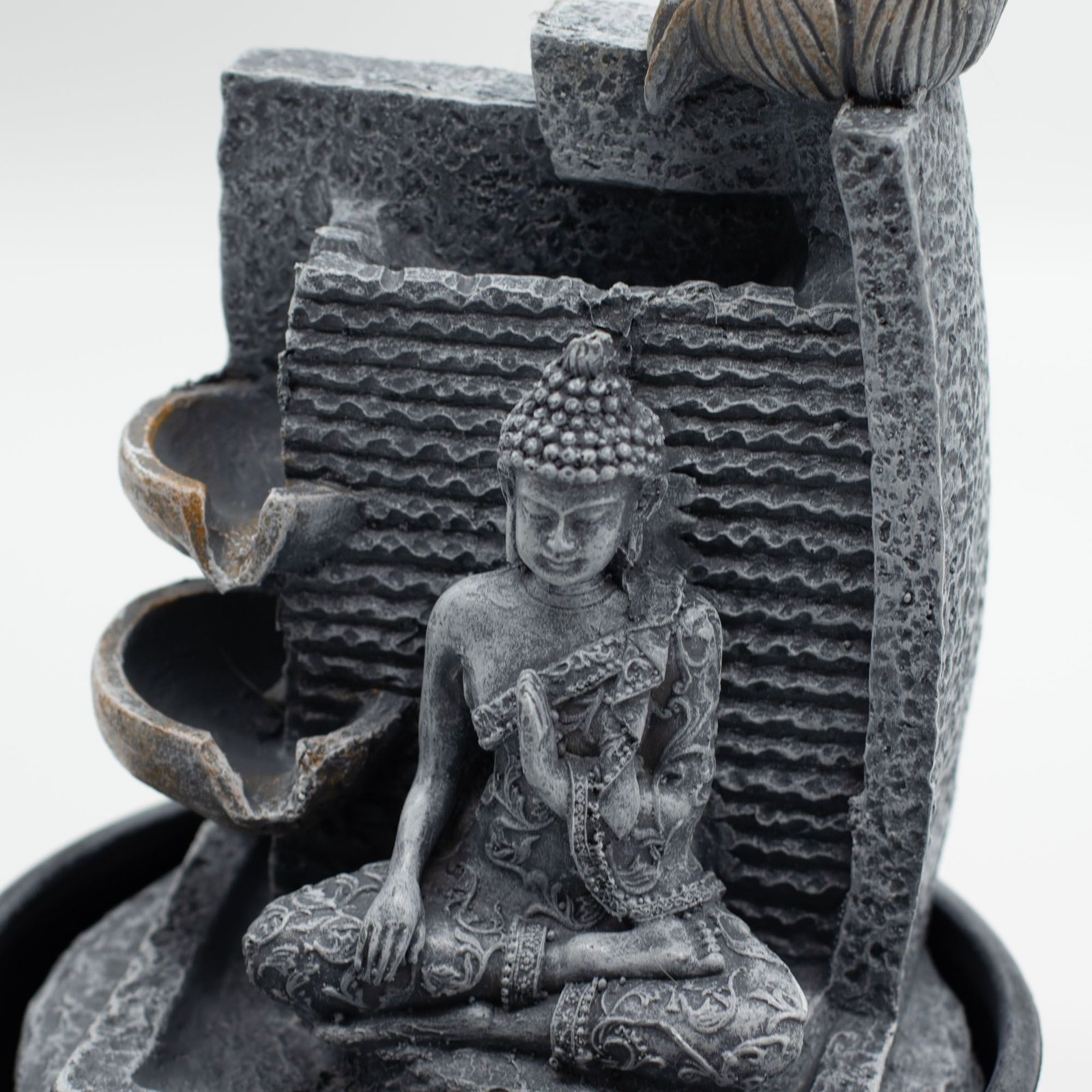 Fuente de agua de mesa - 19x19x28cm - Buda, macetas en cascada con flor de loto - Imagen 3
