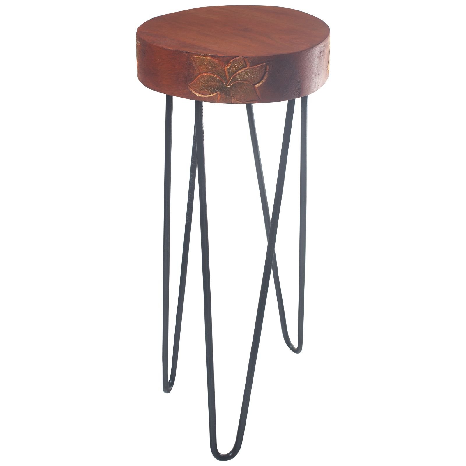 Soporte para plantas de madera de Albasia - Terracota y detalle negro - Imagen 3