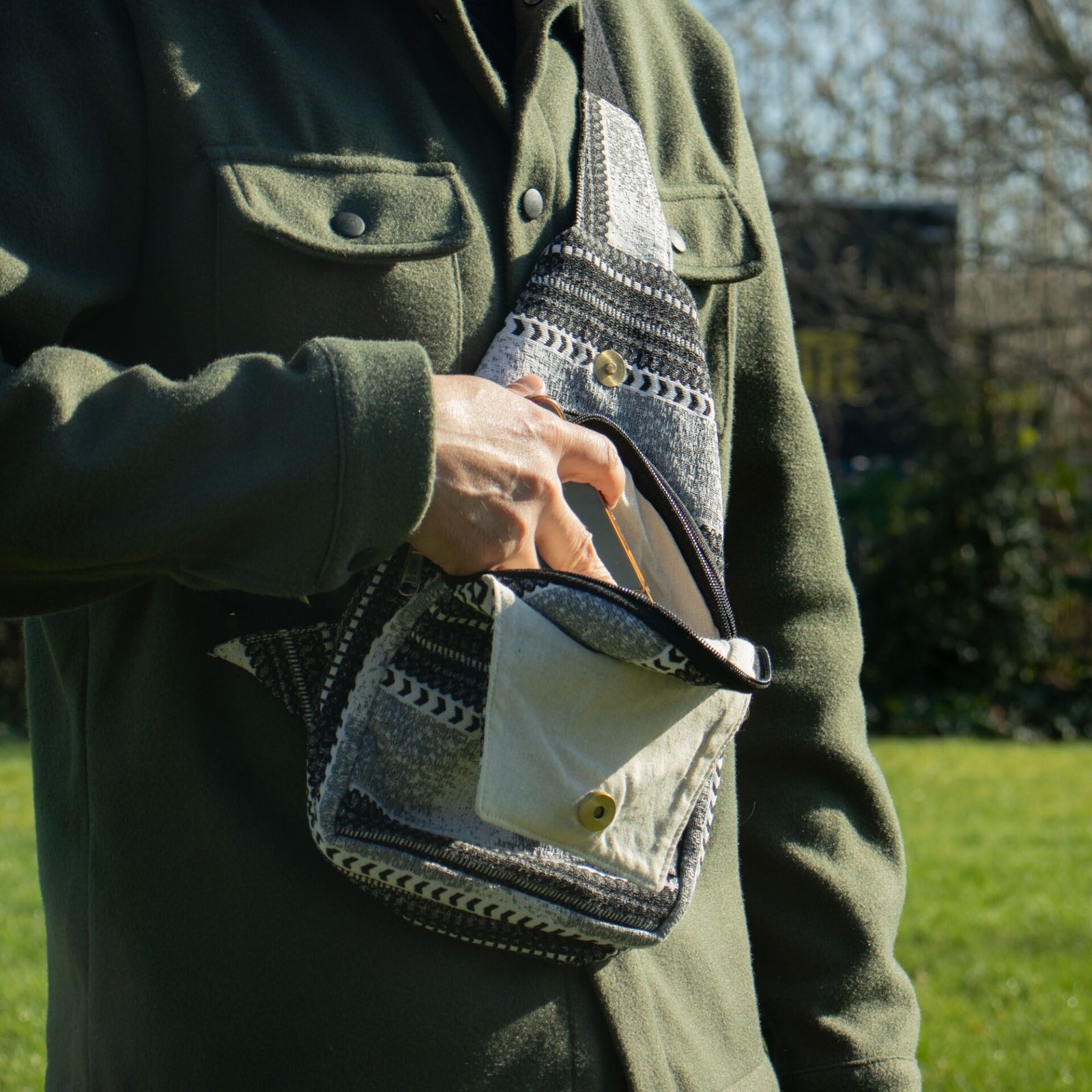 Bolso bandolera de Jacquard Natural - Caravana Urbana - Imagen 4