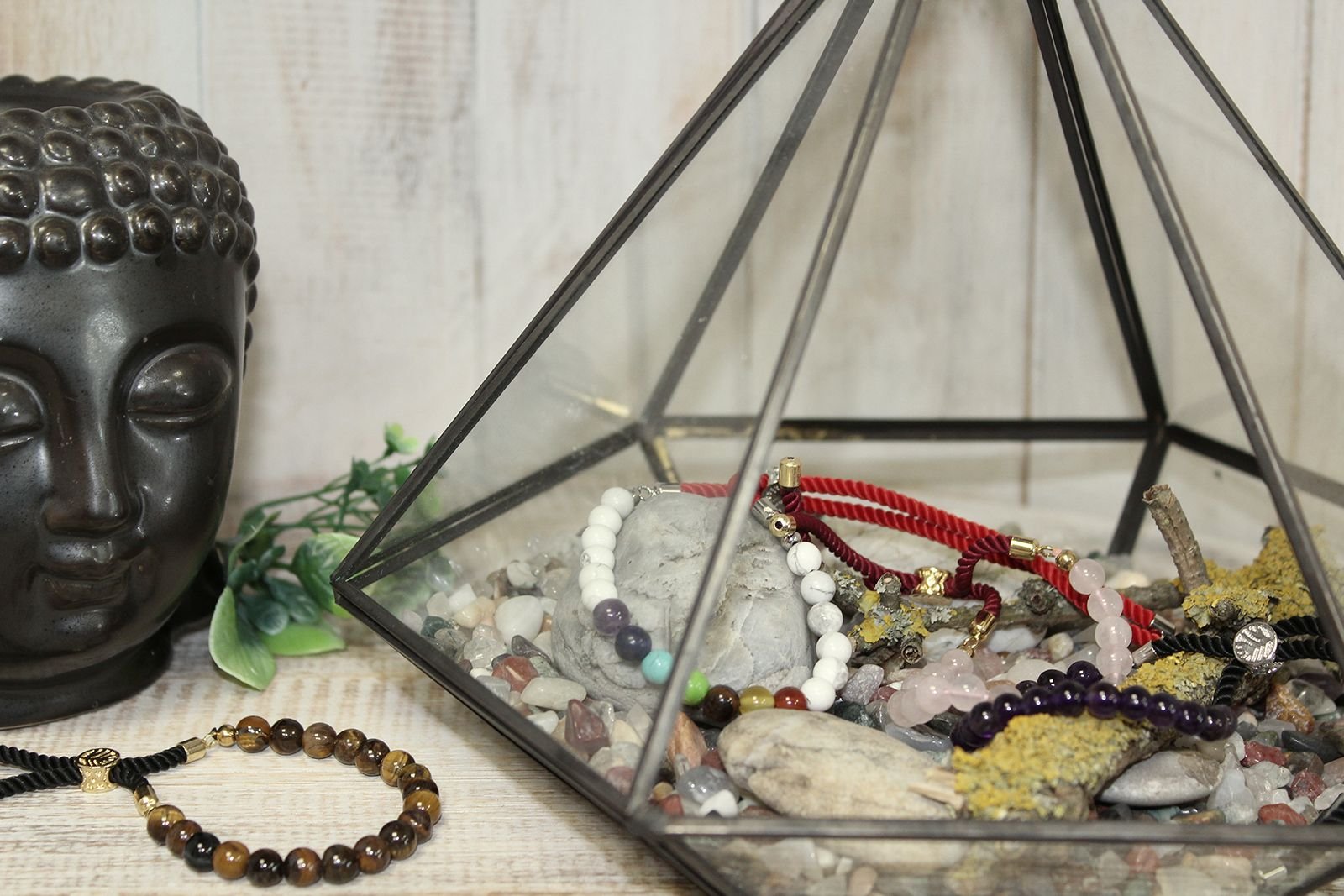 Pulsera de hilo gris con Jáspe Dálmata - Imagen 4