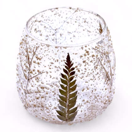 Portavelas de cristal floral natural - Pino (10x9cm)