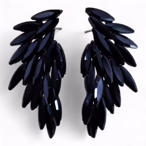 Pendientes de Cristal Vintage - Alas de ángel - Negro Azabache