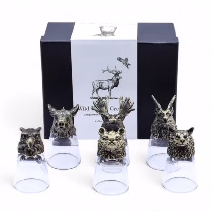 6 vasos de chupito (50 ml) - Criaturas Salvajes del Bosque - Bronce antiguo