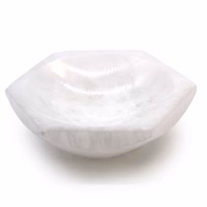 Cuenco hexagonal de selenita - 15cm