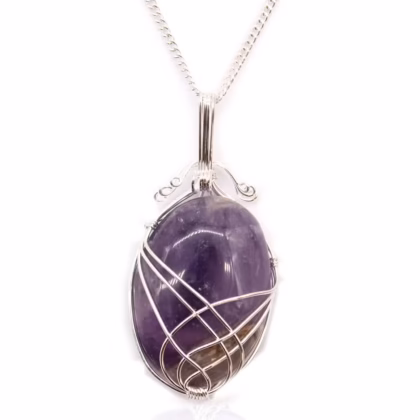 Collar de gemas envueltas en espiral - Amatista