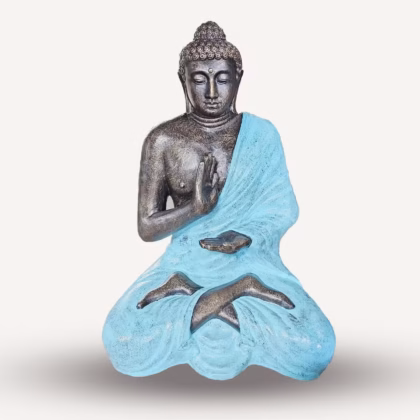Gran Buda de Turquesa y Piedra Meditación en Stupa - 1.5 m.