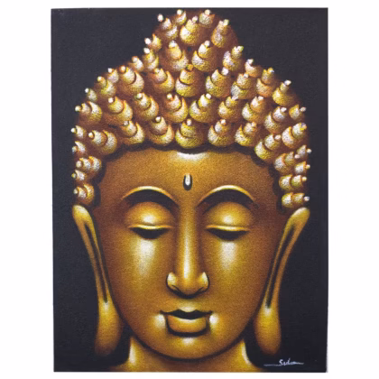 Cuadro de Buda - Acabado en Oro y Arena 80x60 cm.