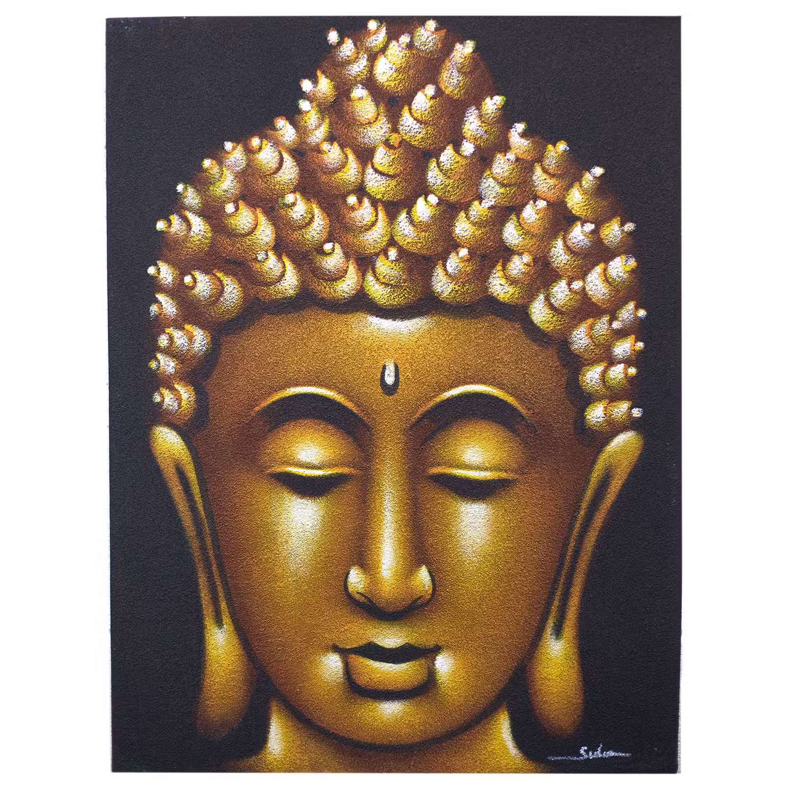 Cuadro de Buda - Acabado en Oro y Arena 80x60 cm.